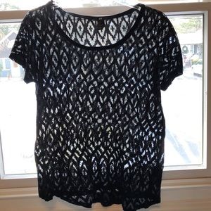 AZTEC PRINT BLACK T SHIRT SEE THROUGH